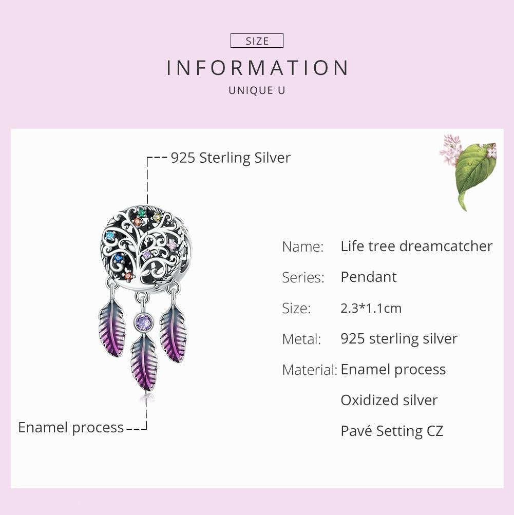 925 Sterling Silver Tree Of Life Dream Catcher Bracelet / Necklace Set