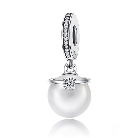 925 Sterling Silver Chic Pearl Charm For Diy Bracelets
