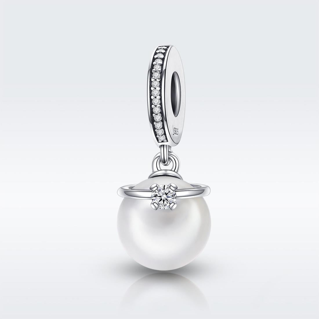925 Sterling Silver Chic Pearl Charm For Diy Bracelets