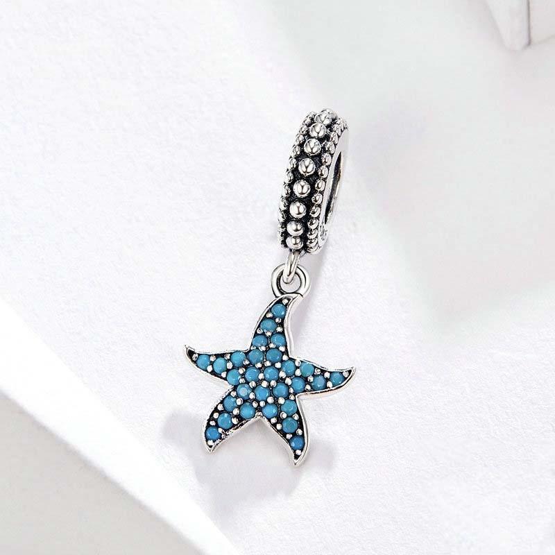 925 Sterling Silver Starfish Pendant Charm For Women'S Diy Bracelets