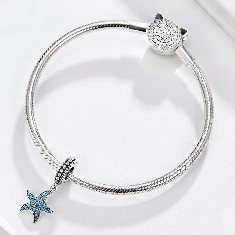 925 Sterling Silver Starfish Pendant Charm For Women'S Diy Bracelets