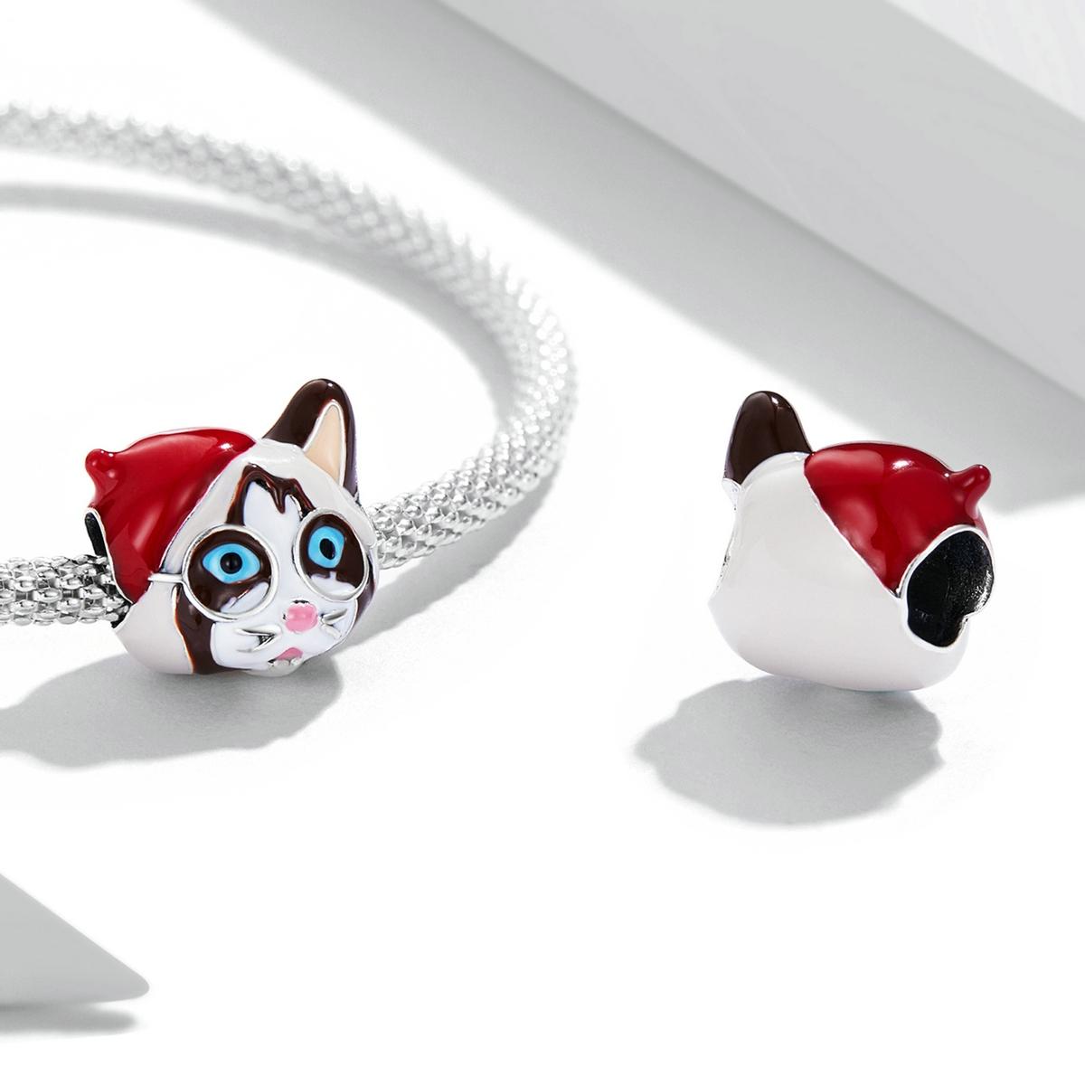 925 Sterling Silver Siamese Cat Bead For Diy Bracelet Or Necklace