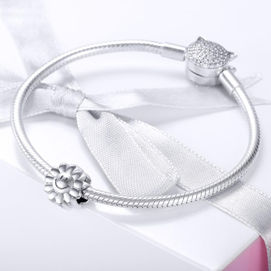 925 Sterling Silver Sunflower Smile Bead Pendant