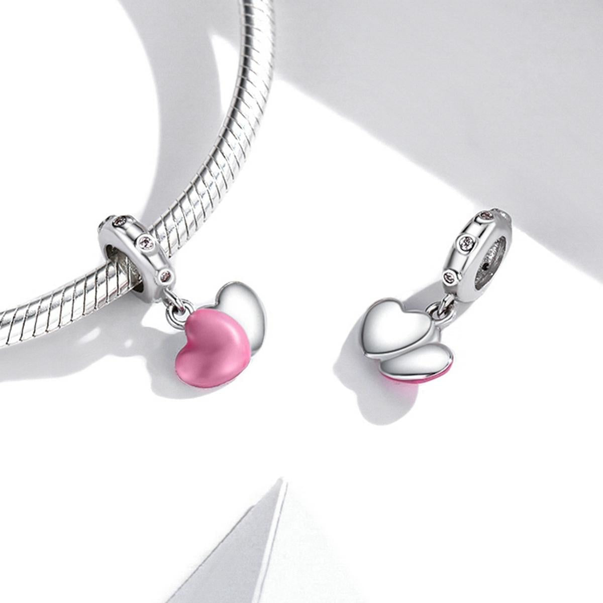 925 Sterling Silver Double Love Pendant For Bracelet Or Necklace