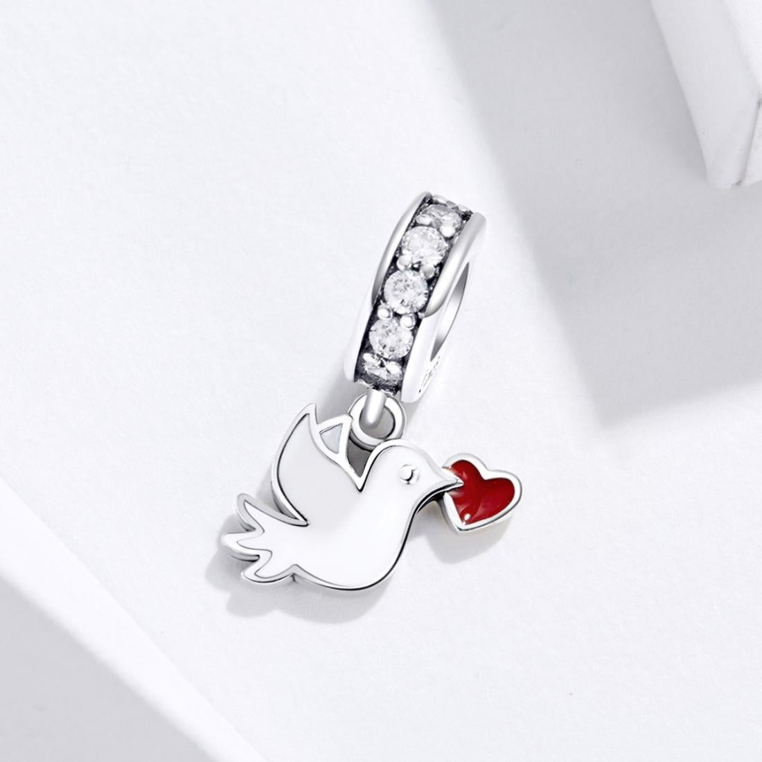 925 Sterling Silver Love Dove Pendant For Diy Bracelet Or Necklace