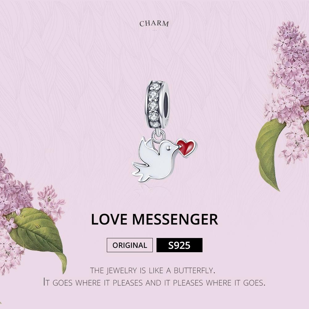 925 Sterling Silver Love Dove Pendant For Diy Bracelet Or Necklace