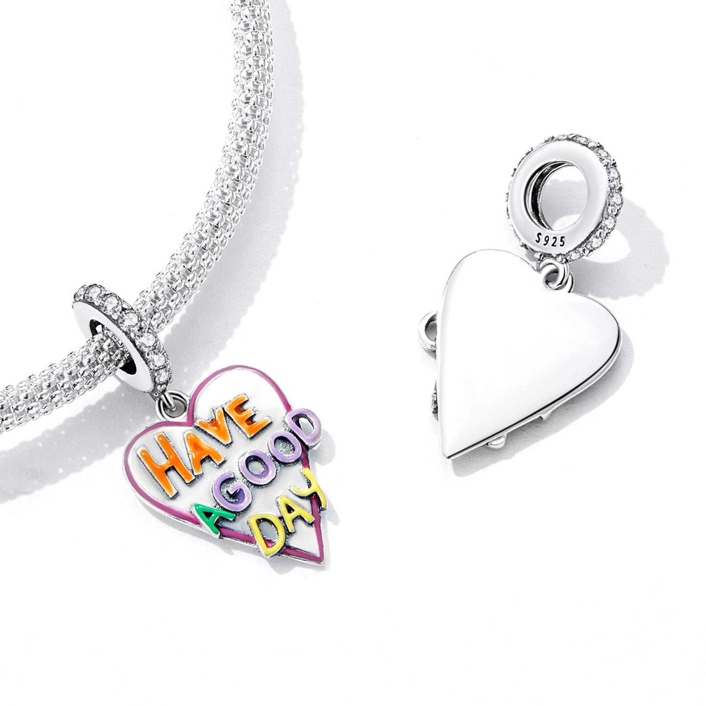 925 Sterling Silver Diy Heart Pendant For Bracelet Or Necklace