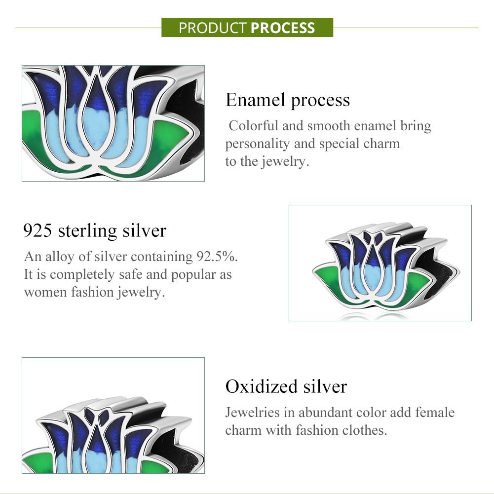 925 Sterling Silver Blue Lotus Bead Bracelet & Necklace Set