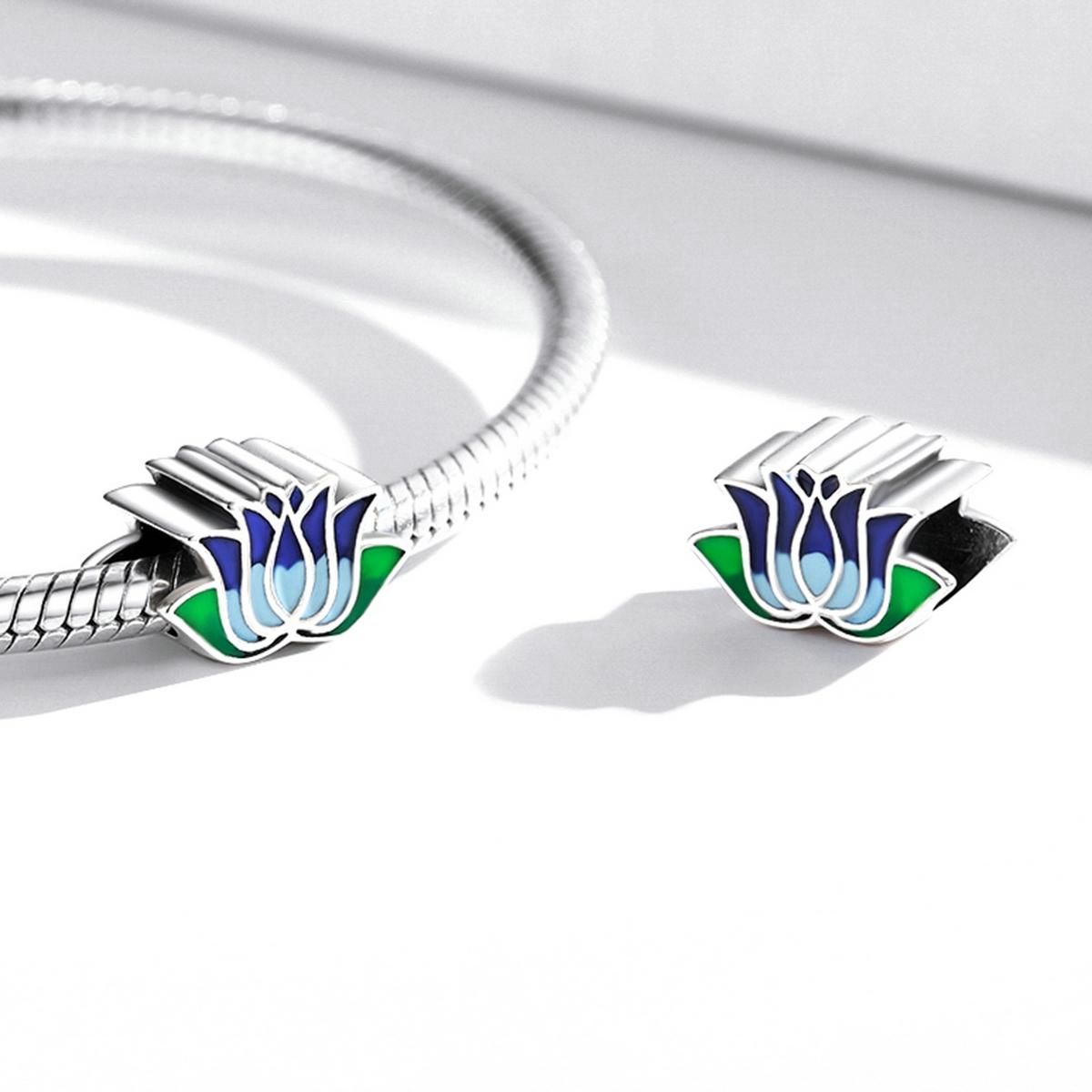 925 Sterling Silver Blue Lotus Bead Bracelet & Necklace Set