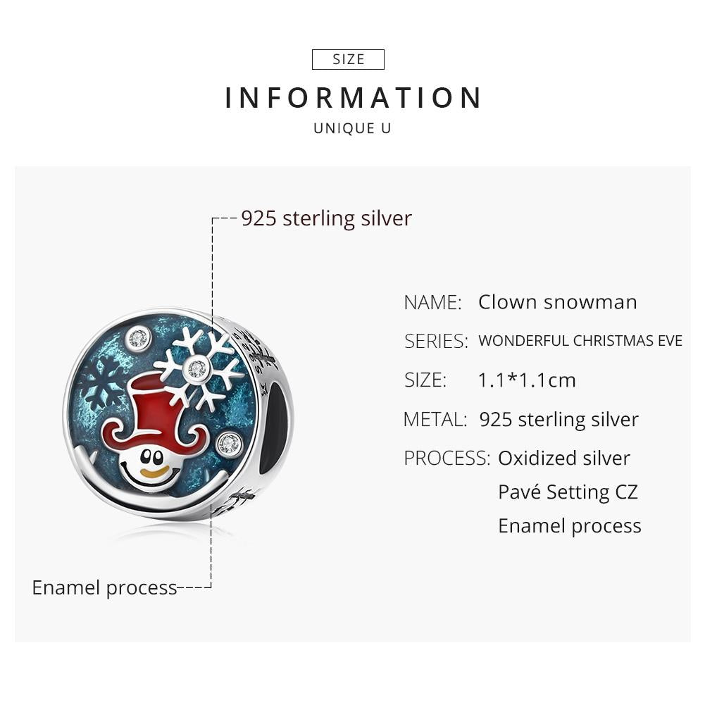 925 Sterling Silver Clown Snowman Beads For Diy Bracelets & Necklaces
