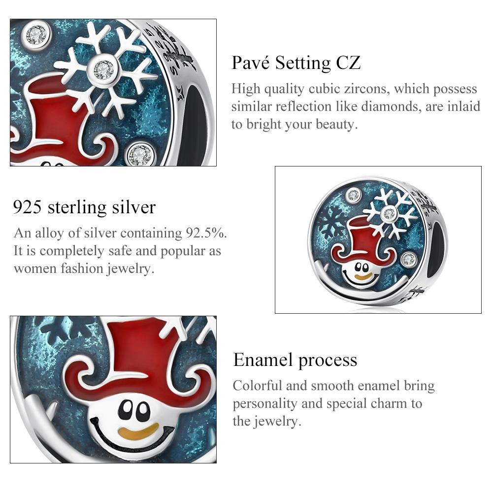 925 Sterling Silver Clown Snowman Beads For Diy Bracelets & Necklaces