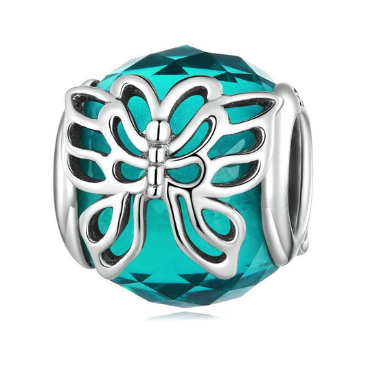 925 Sterling Silver Butterfly Bracelet With Insect Pattern Beads