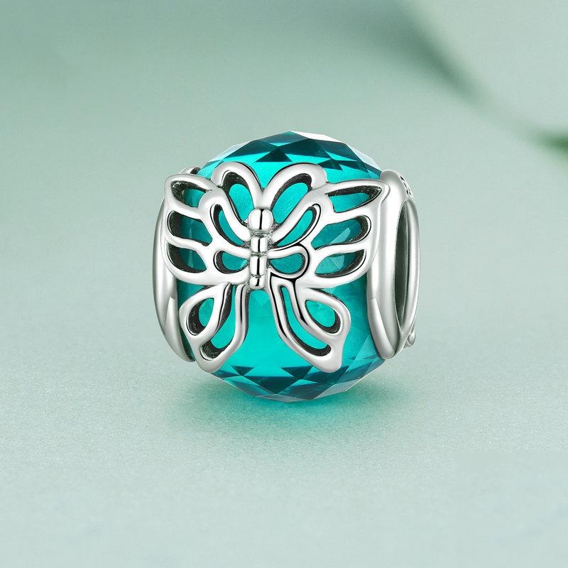 925 Sterling Silver Butterfly Bracelet With Insect Pattern Beads