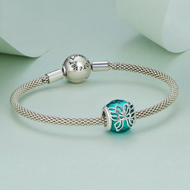 925 Sterling Silver Butterfly Bracelet With Insect Pattern Beads