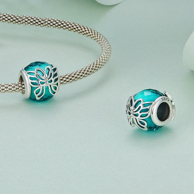 925 Sterling Silver Butterfly Bracelet With Insect Pattern Beads