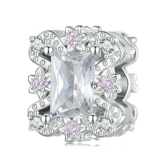 925 Sterling Silver Flower Zirconia Bracelet In Plating