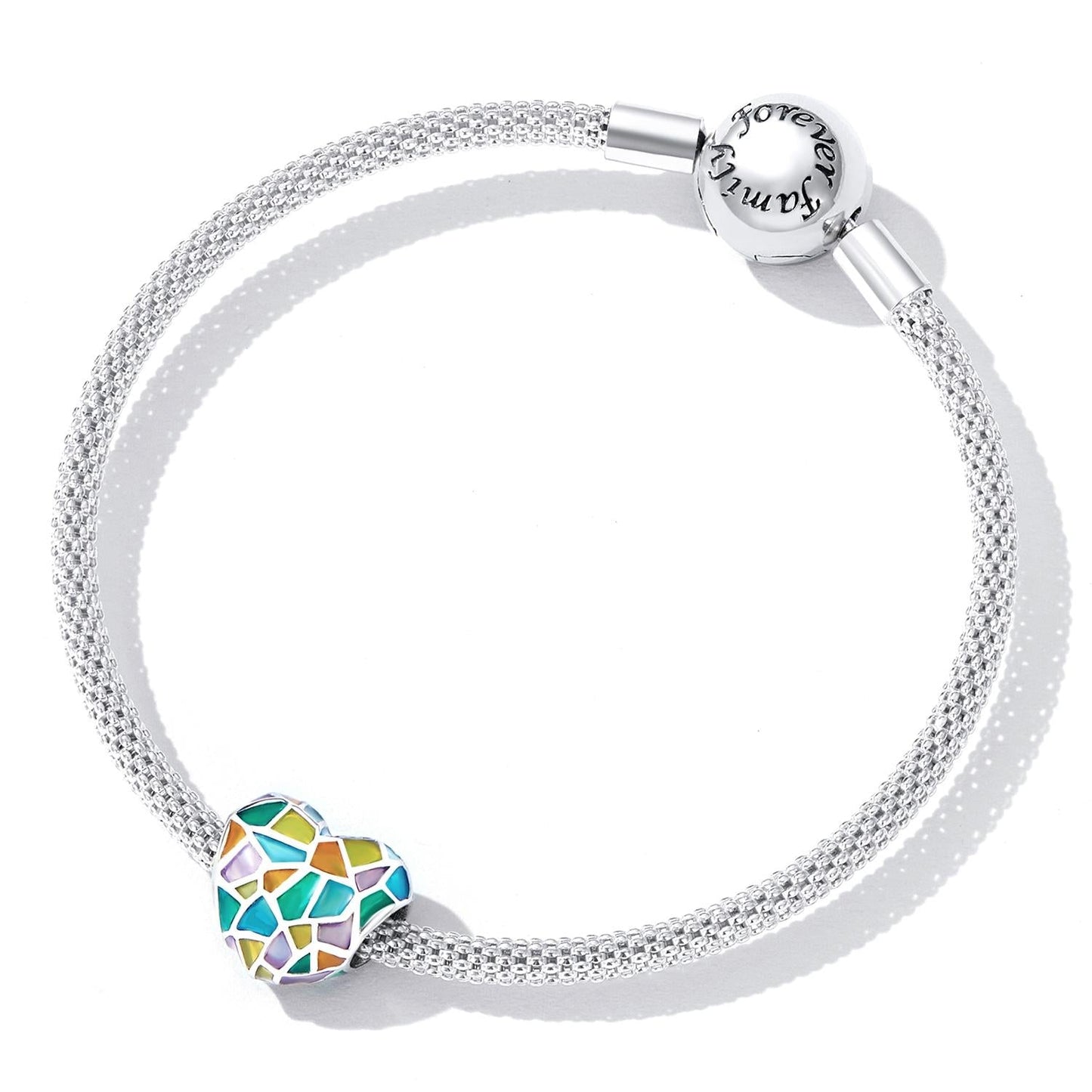 925 Sterling Silver Colorful Heart Beads For Diy Bracelets & Necklaces