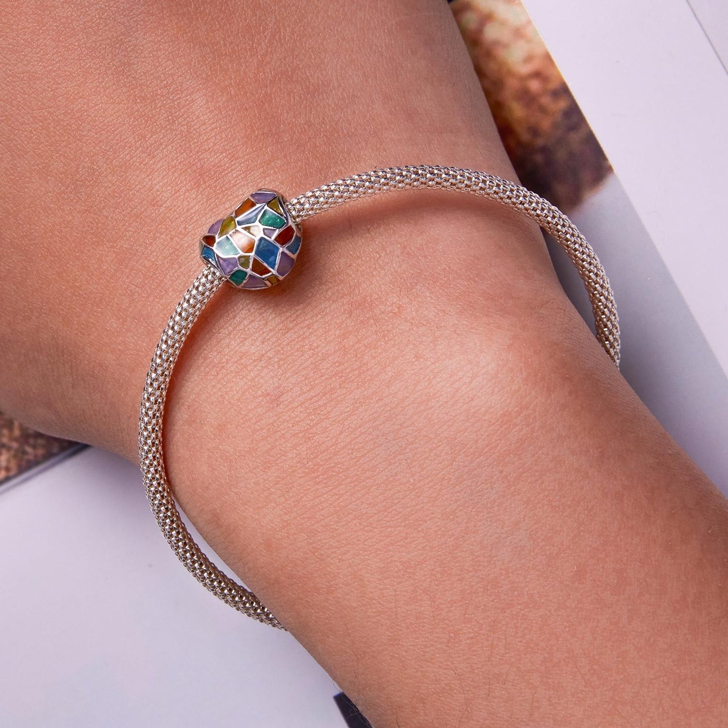 925 Sterling Silver Colorful Heart Beads For Diy Bracelets & Necklaces