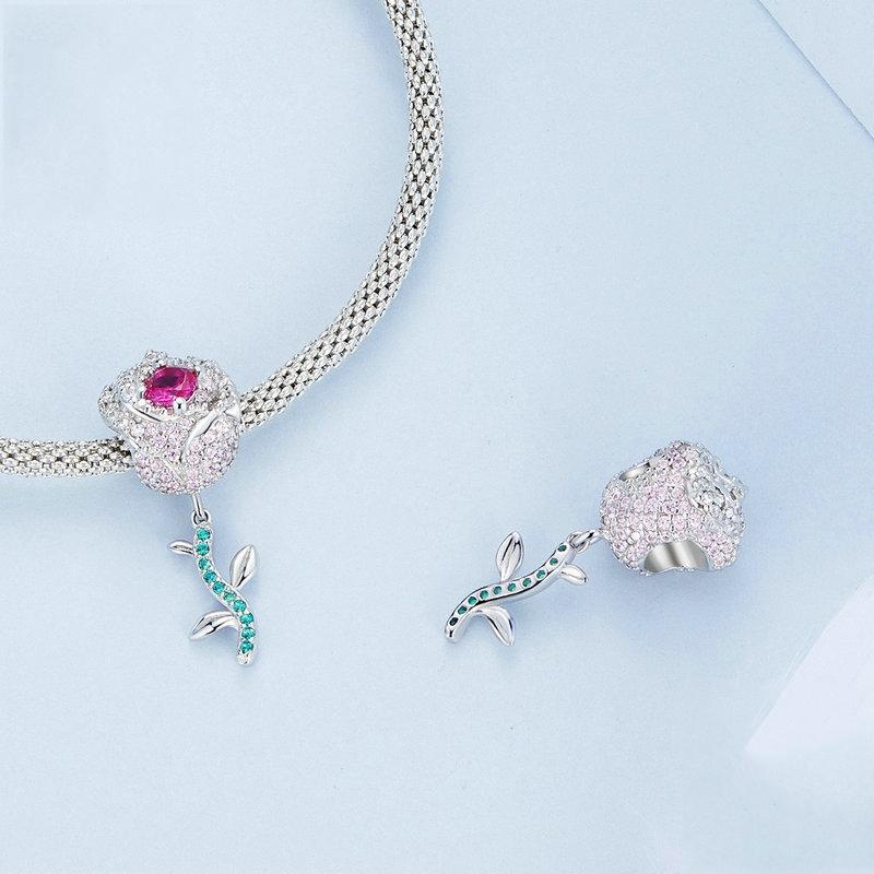 925 Sterling Silver Zirconia Rose Bracelet In