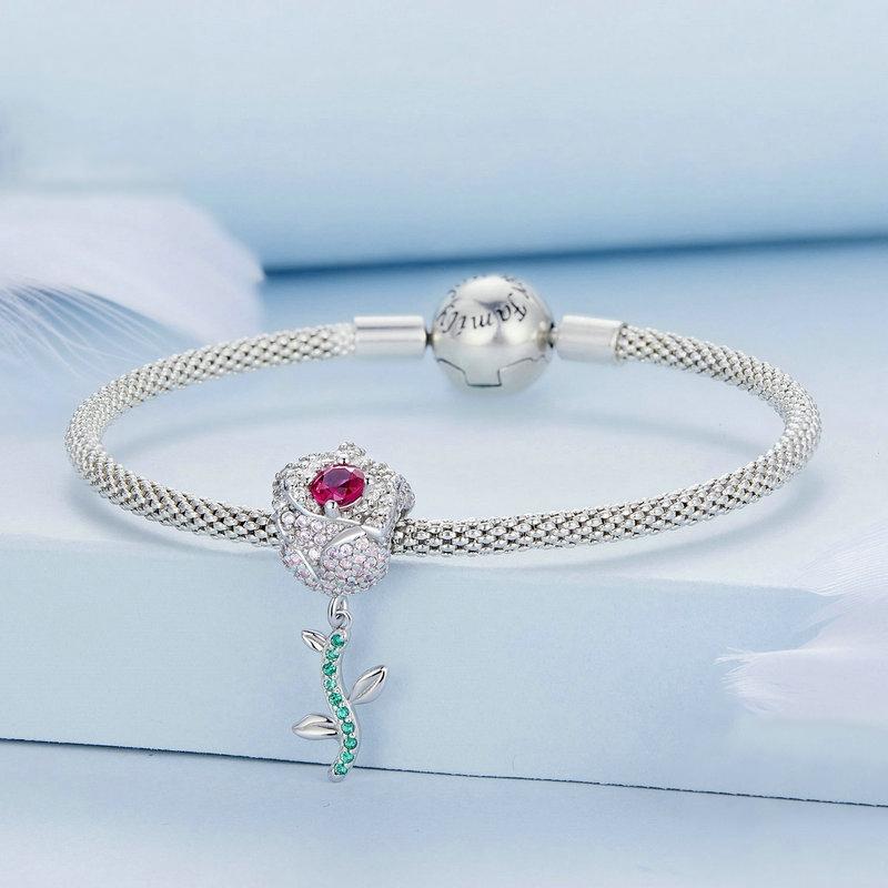 925 Sterling Silver Zirconia Rose Bracelet In