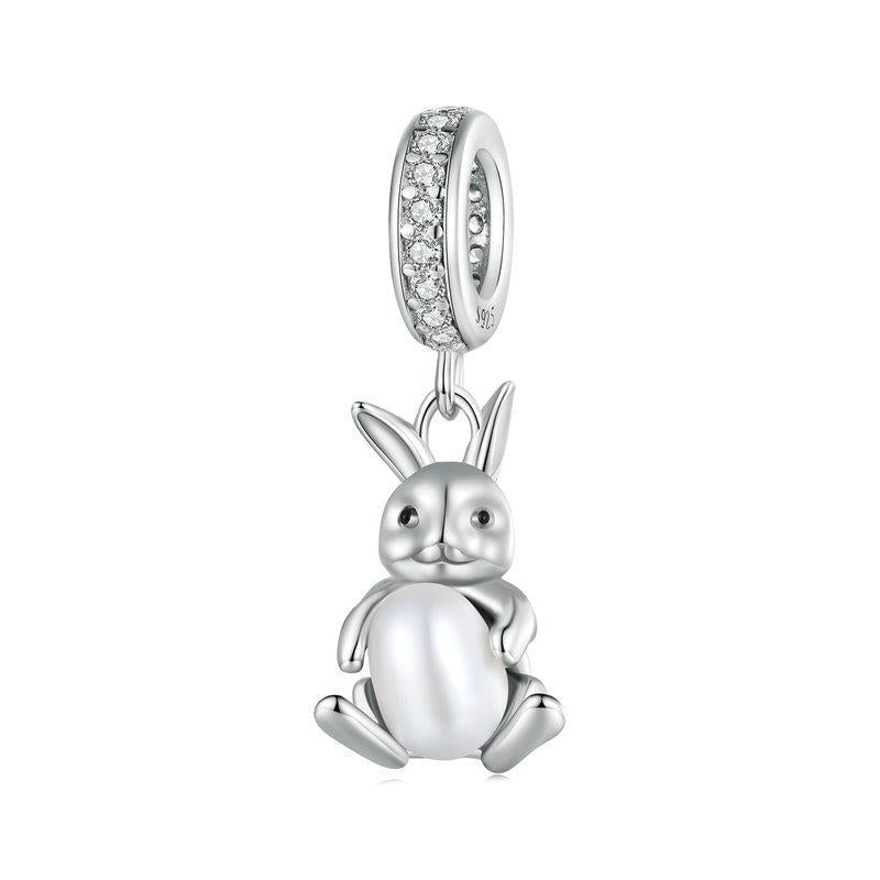 925 Sterling Silver Platinum Rabbit Pearl Bracelet