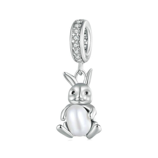 925 Sterling Silver Platinum Rabbit Pearl Bracelet