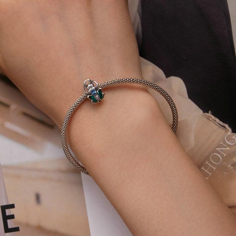 925 Sterling Silver Zircon Beetle Oil Drip Bracelet