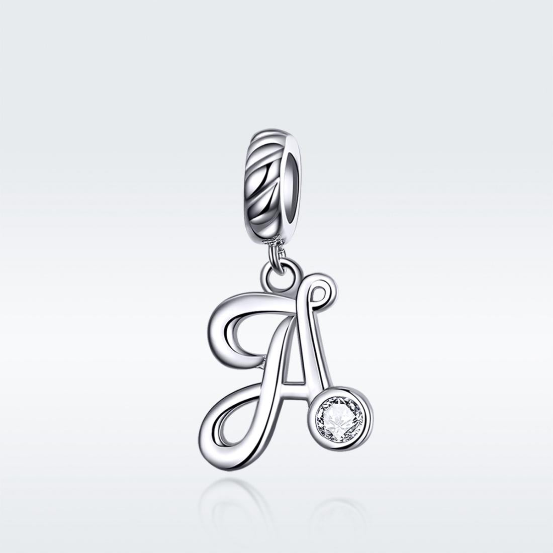 925 Sterling Silver Personalized Letter Pendant For Diy Bracelets And Necklaces Style - A