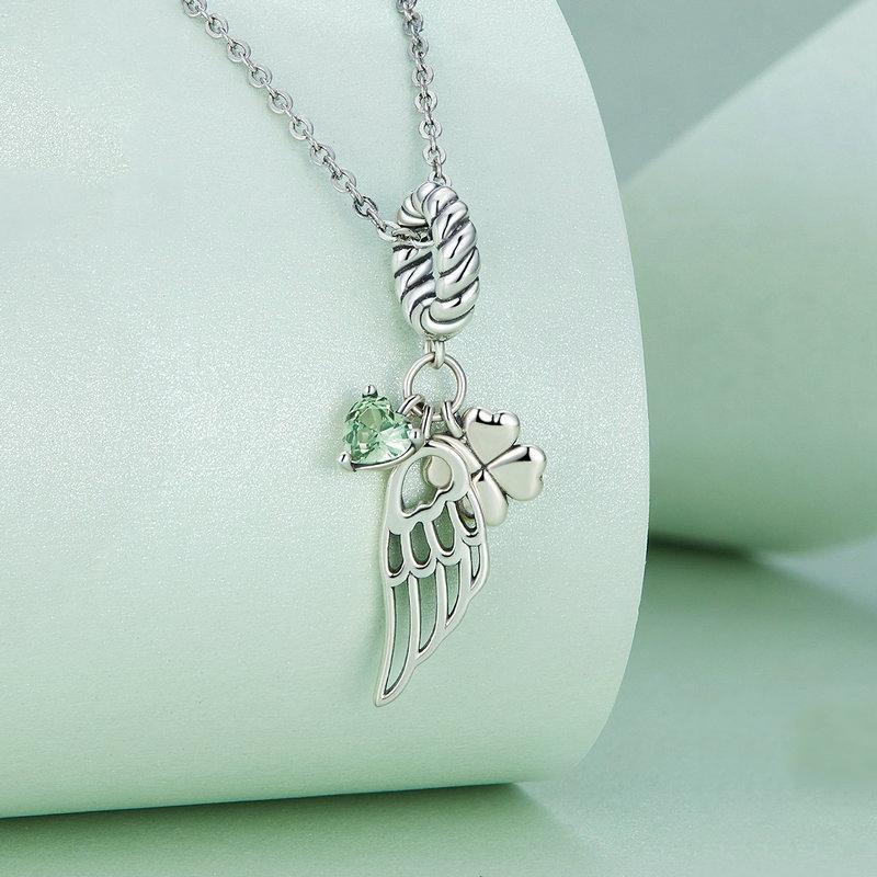 925 Sterling Silver Zircon Clover Bracelet With Hollow Wings