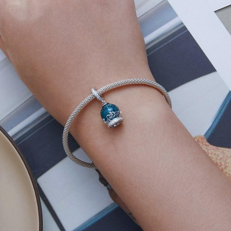 925 Sterling Silver Crystal Ball Bracelet With Zirconia Charm