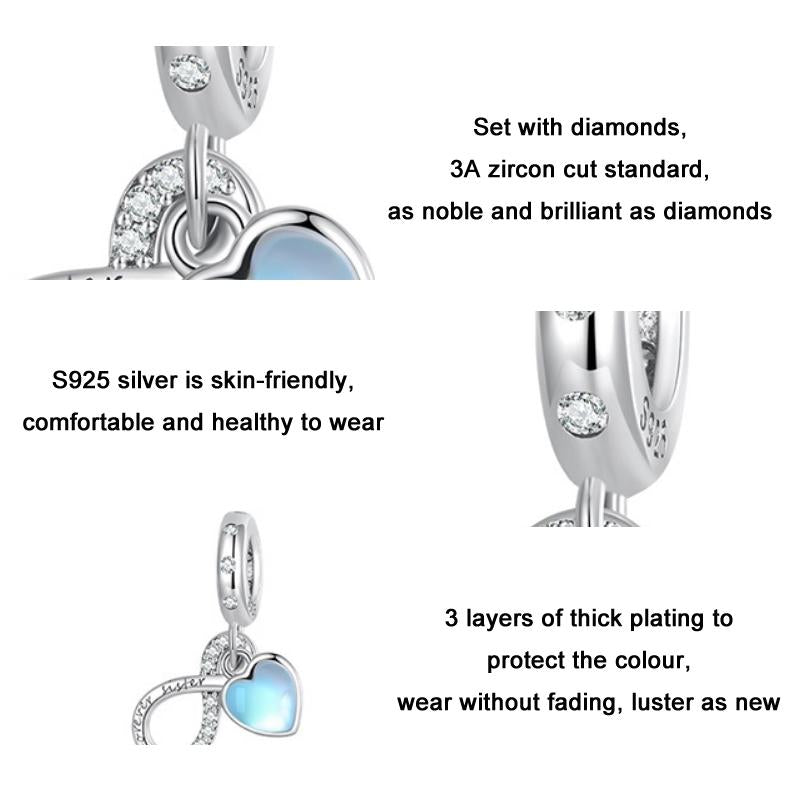 925 Sterling Silver Sisterhood Charm Bracelet With Zirconia Pendant