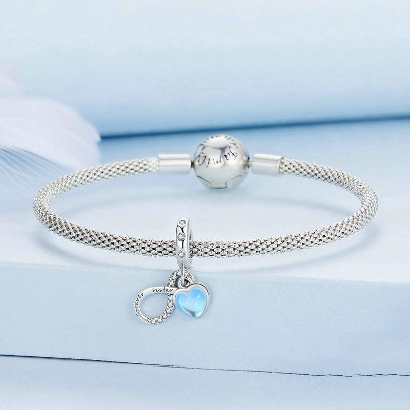 925 Sterling Silver Sisterhood Charm Bracelet With Zirconia Pendant