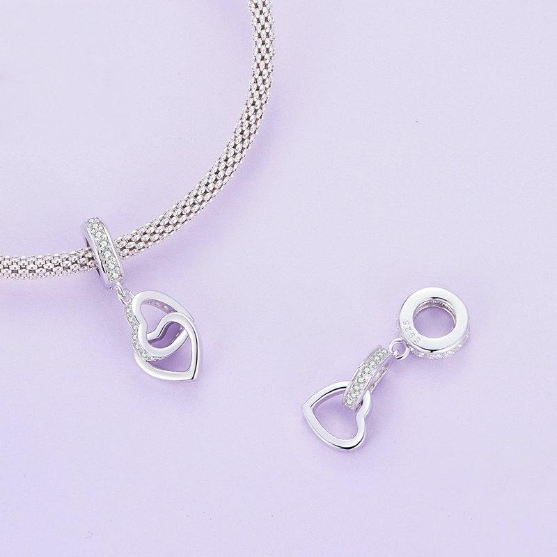 925 Sterling Silver Interlocking Love Heart Pendant