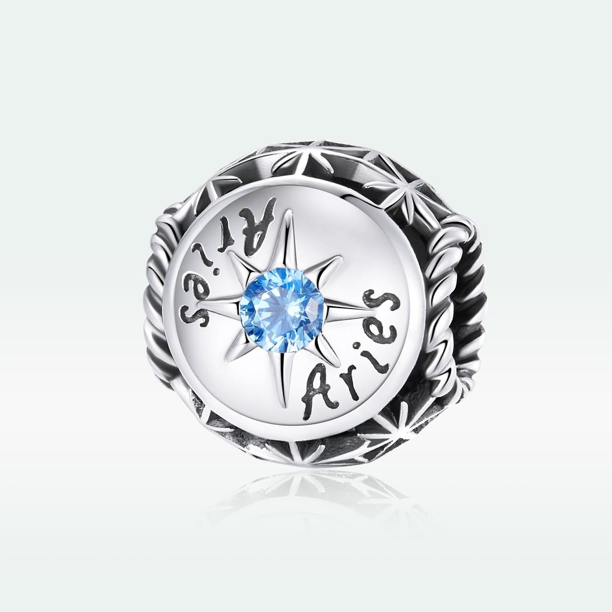 925 Sterling Silver Zodiac Zircon Bead Bracelet / Necklace Set Aries Style - Aries