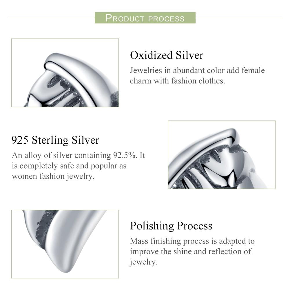 925 Sterling Silver Angel Wing Beads For Diy Bracelets Style - Bead