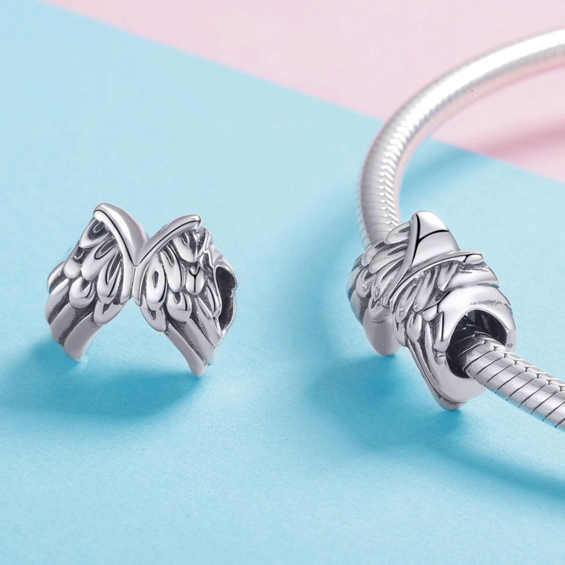 925 Sterling Silver Angel Wing Beads For Diy Bracelets Style - Bead
