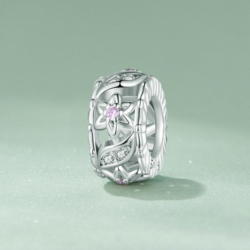 925 Sterling Silver Flower Hollow Pattern Bracelet With Zircon Beads