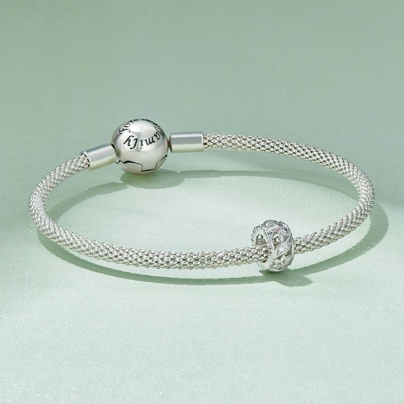 925 Sterling Silver Flower Hollow Pattern Bracelet With Zircon Beads