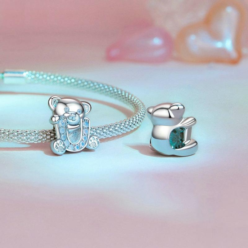 925 Sterling Silver Valentine'S Day Bear Beads