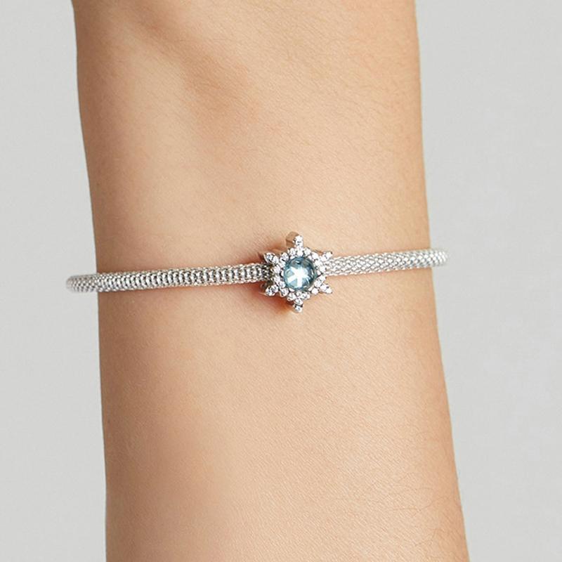 925 Sterling Silver Diy Winter Snowflake Bracelet Bead