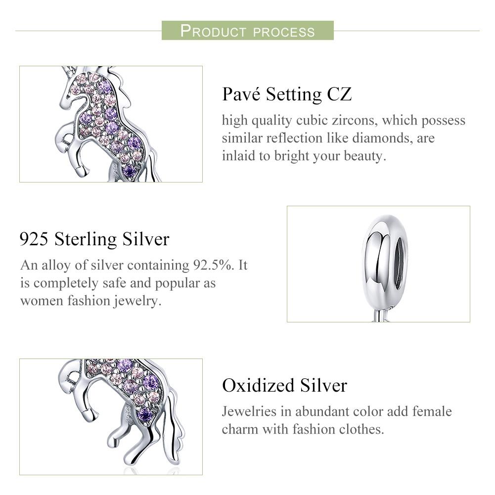 925 Sterling Silver Diy Unicorn Beaded Bracelet & Necklace Set Pendant Beads Style - Bead