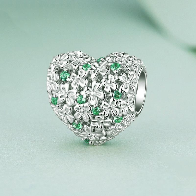 925 Sterling Silver Green Zircon Clover Beads