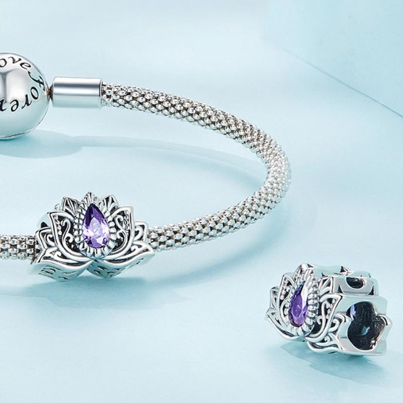 925 Sterling Silver Zircon Lotus Bracelet