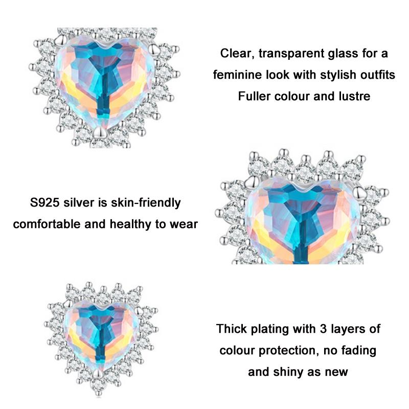 925 Sterling Silver Heart Charm Glass Bead Bracelet