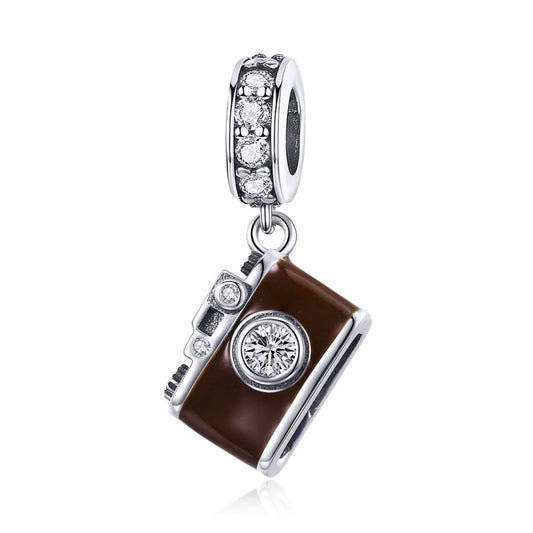 925 Sterling Silver Retro Camera Pendant For Diy Bracelets And Necklaces Style - Pendent