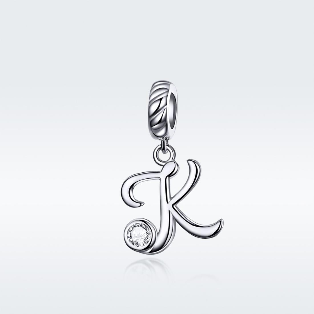 925 Sterling Silver 26 English Letter Pendant For Diy Bracelet Or Necklace Style - K