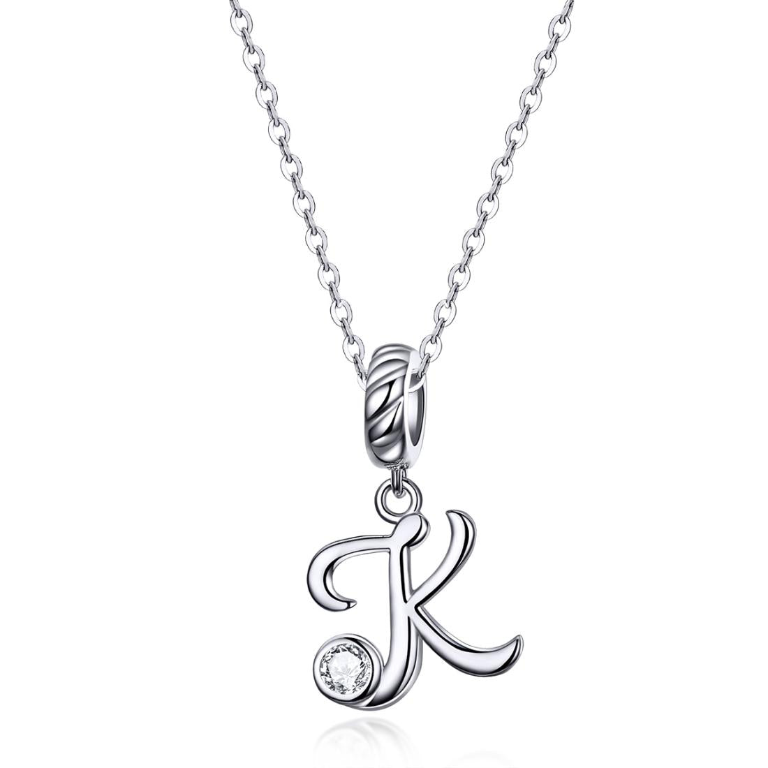 925 Sterling Silver 26 English Letter Pendant For Diy Bracelet Or Necklace Style - K