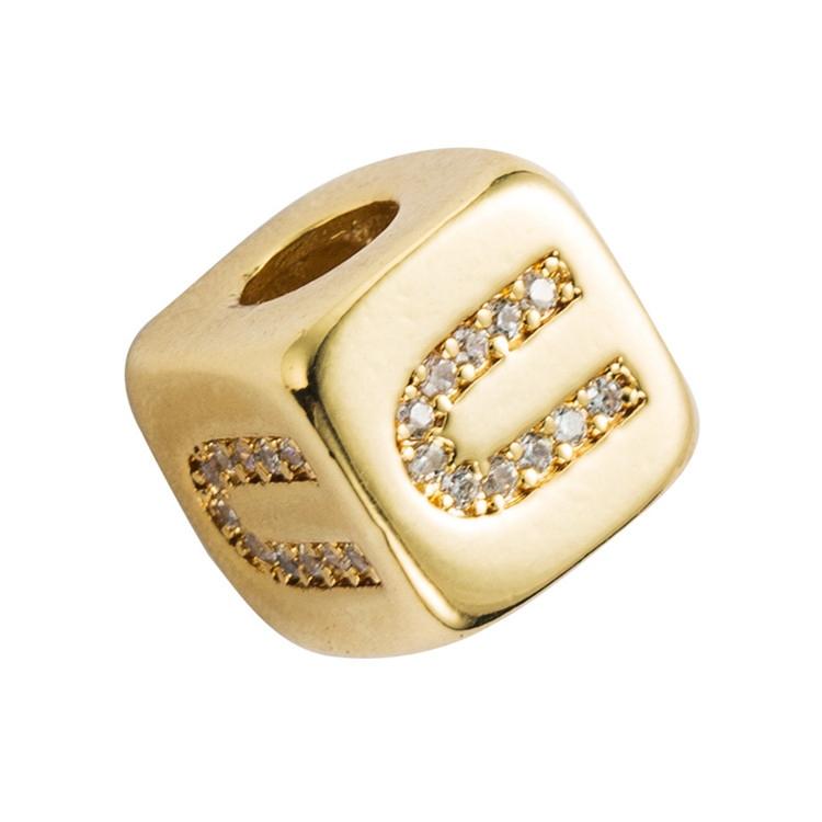 Brass Micro Inlaid Couple Red String Pull Diy Bracelet English Letter Beads Style - U