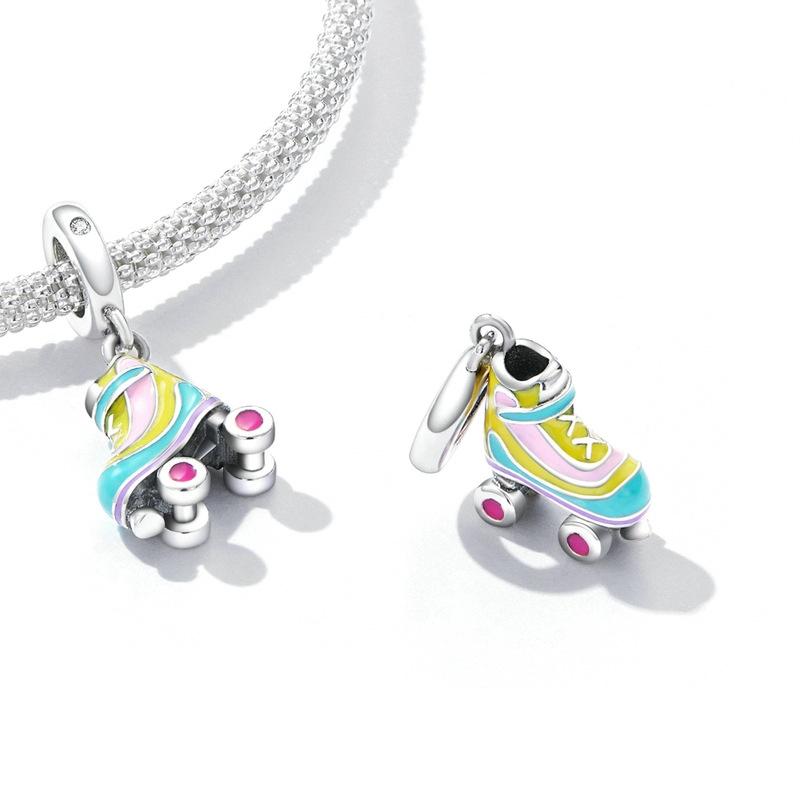 925 Sterling Silver Skate Diy Pendant Beads For Bracelet