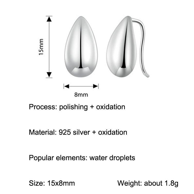 925 Sterling Silver Water Drop Earrings Glare Design